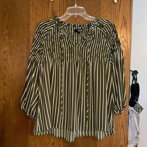 ana army green striped blouse